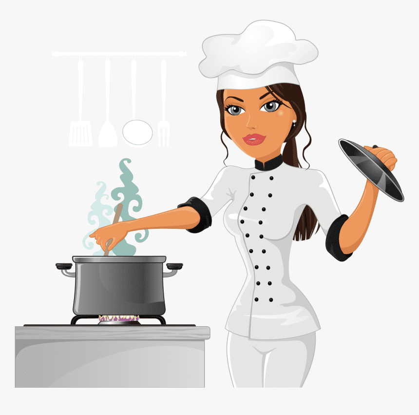 Transparent Chief Cook Clipart - Cooking Girl Chef Clipart, HD Png Download - kindpng